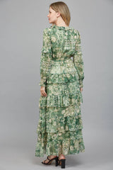 RUFFLE TIERED MAXI DRESS/ S