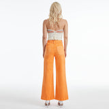 HIGH RISE WIDE LEG TWILL PANTS WITH FINISHED HEM BYW8139: TANGELO / 30