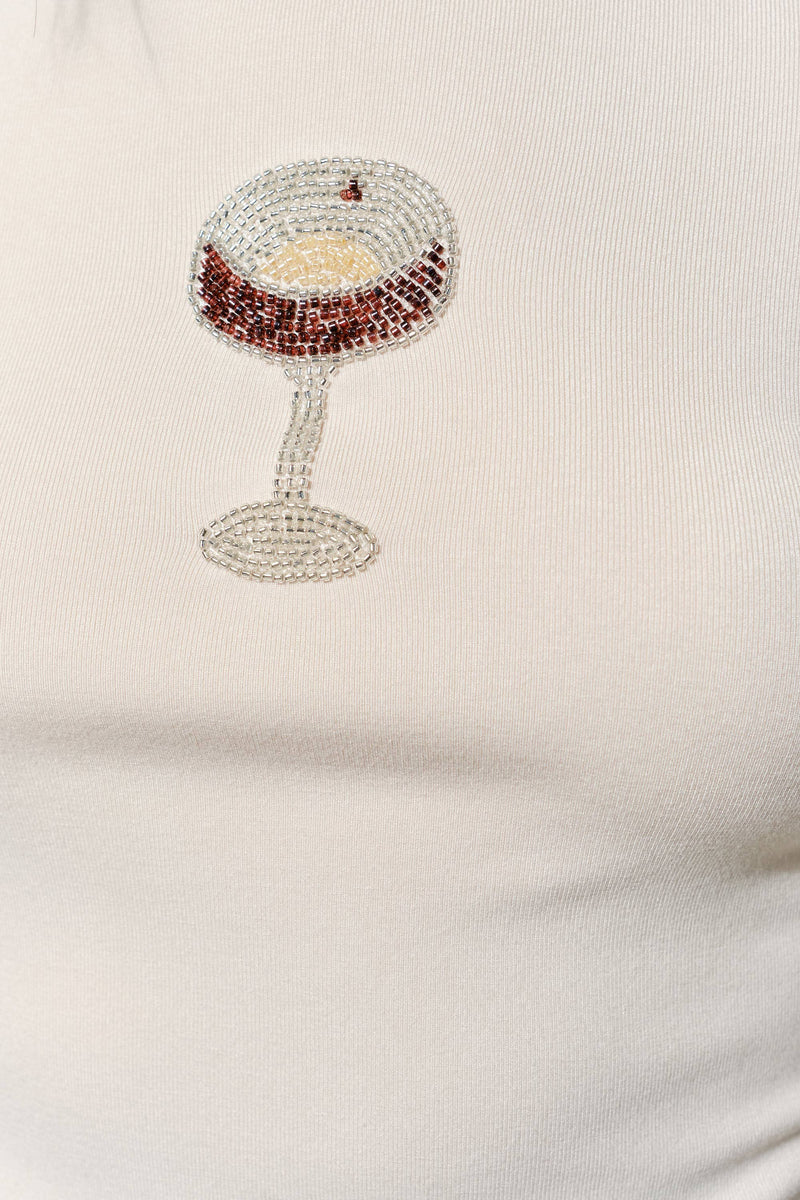 COLLEEN ESPRESSO MARTINI BEADED TOP - Fun: Sand / M