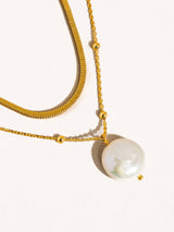 Bindi 18K Gold Layered Pearl Chain Necklace: Yellow Gold