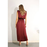 TOP AND COLOR BLOCK SKIRT: WINE / M