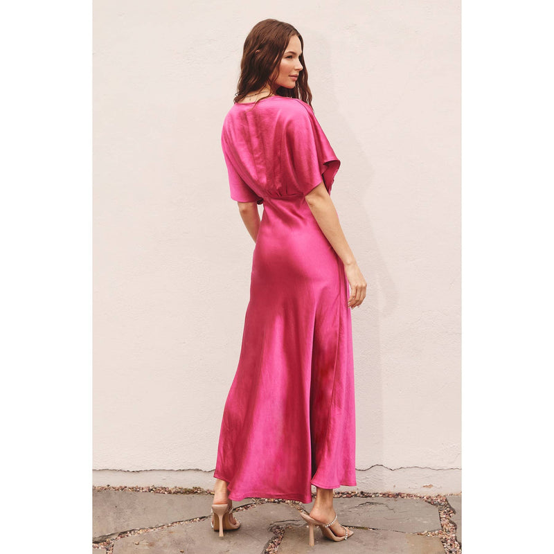 Satin Blouson Maxi Dress