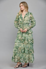 RUFFLE TIERED MAXI DRESS/ L