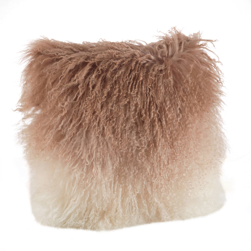 Ombre Lamb Fur Pillow: Natural / Polyester Insert / 20"