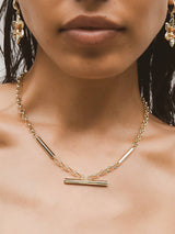 Eli 18K Gold Non-Tarnish Flat Chain Choker: Yellow Gold