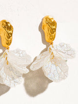 Sicilia 18K Gold Boho Floral Dangle Earring: White
