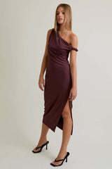 TWISTED SHOULDER DRESS: XS