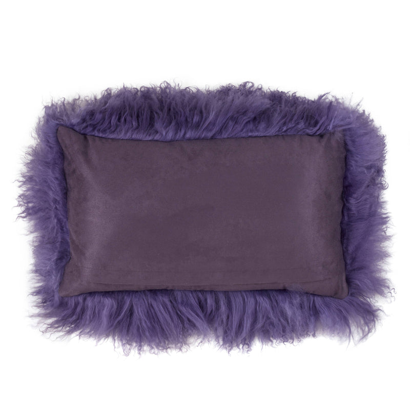 Mongolian Lamb Fur Pillow - Poly Filled: Oyster / Polyester Insert / 12"x20"