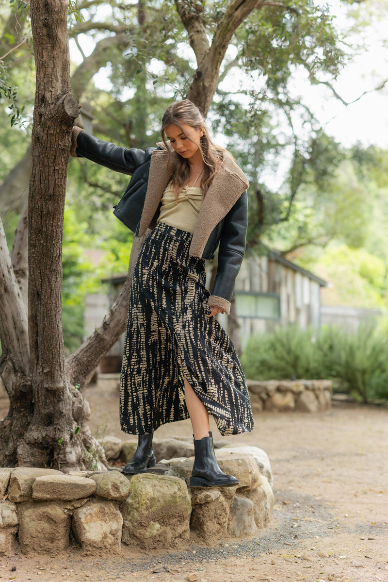 BIKER JACKET: BLACK/BROWN / L