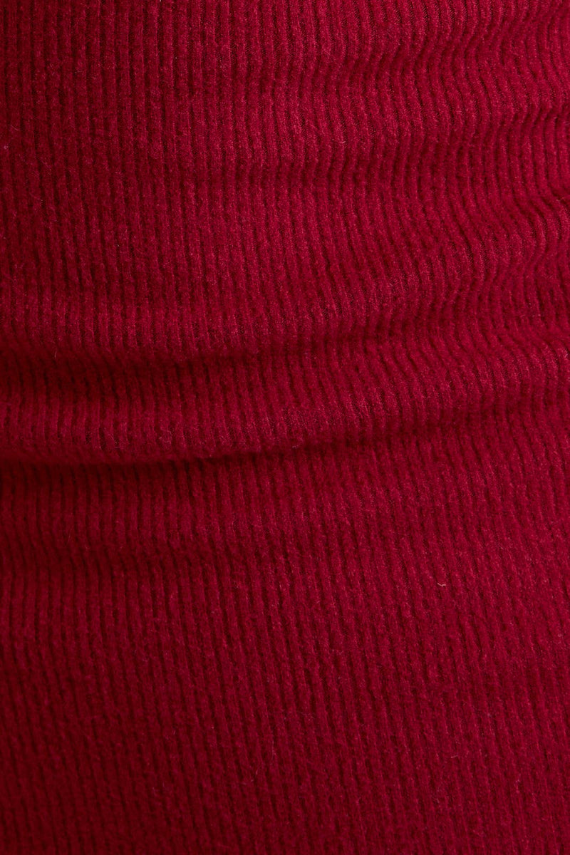 OFF SHOULDER LONG SLEEVE TOP: CRIMSON / M