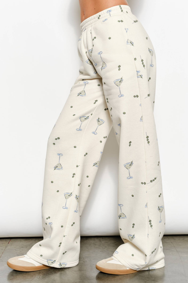 BILLIE MARTINI SWEAT PANTS - Playful, Lounge, Comfy: Cream Multi / M