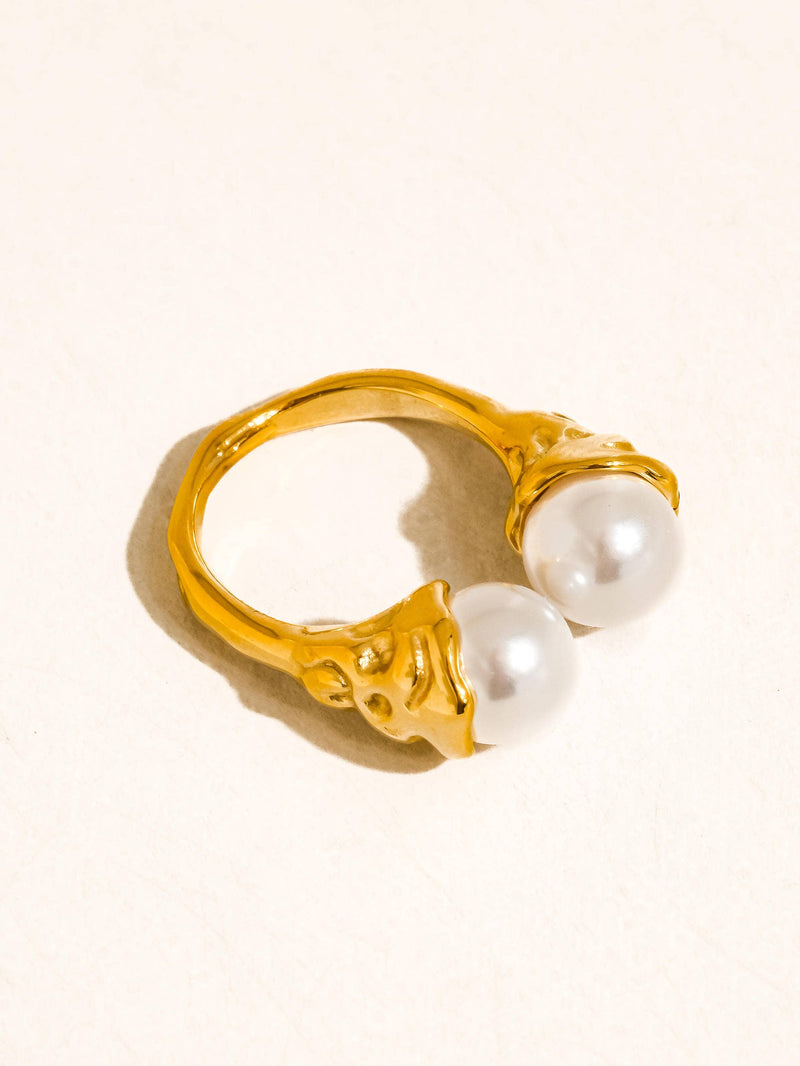 Eloura 18K Gold Non-Tarnish Pearl Ring: Yellow Gold