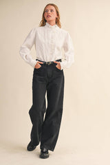 RUFFLED LACE TOP: M