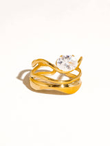 Gloire 18K Gold Non-Tarnish Abstract CZ Ring: Yellow Gold
