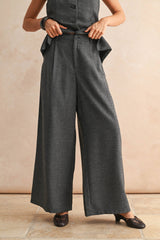 WIDE LEG TROUSERS: Black / L