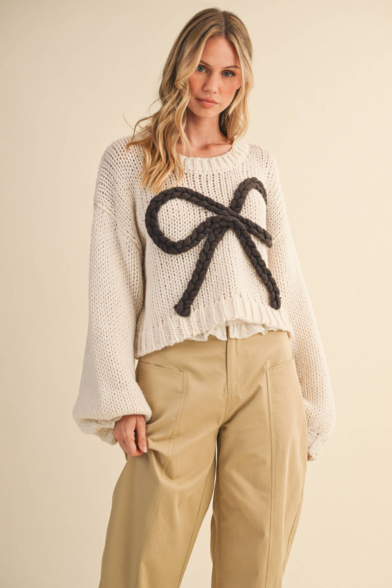 CHUNKY SWEATER TOP: MOCHA / L