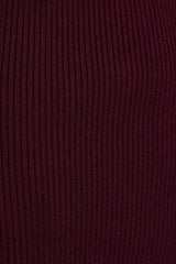LONG SLEEVE MIDI DRESS: MAROON / M