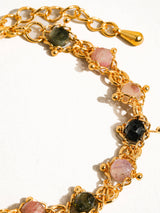 Skylar 18K Gold Multi-Stone Chained Bracelet, Necklace: Multi-Colored / Bracelet
