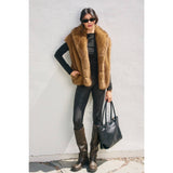 Snow Angel Collared Furry Vest: FRENCH STONE