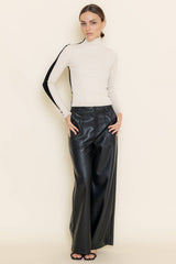 Mock neck color block long sleeve sweater top-TI5519FO: GREY/BLUE / Contemporary / S