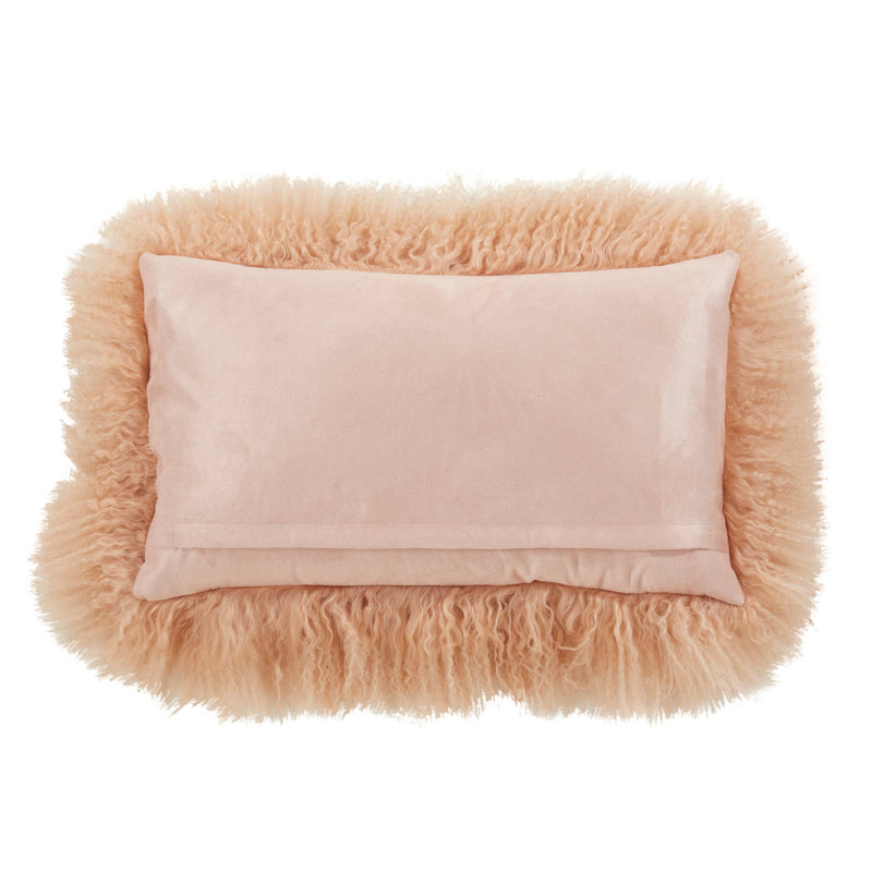 Mongolian Lamb Fur Pillow - Poly Filled: Ivory / Polyester Insert / 20"