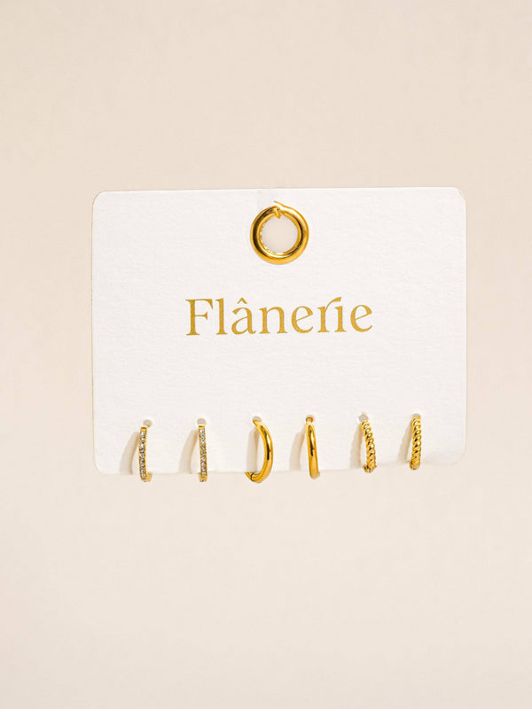 Claude 18K Gold Non-Tarnish CZ Hoops Earring: Yellow Gold