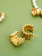 Nyla 18K Vintage Gold-Plated Modern Hoop Earring: Yellow Gold