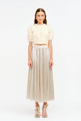 Alessandra Champagne Pleated Skirt S
