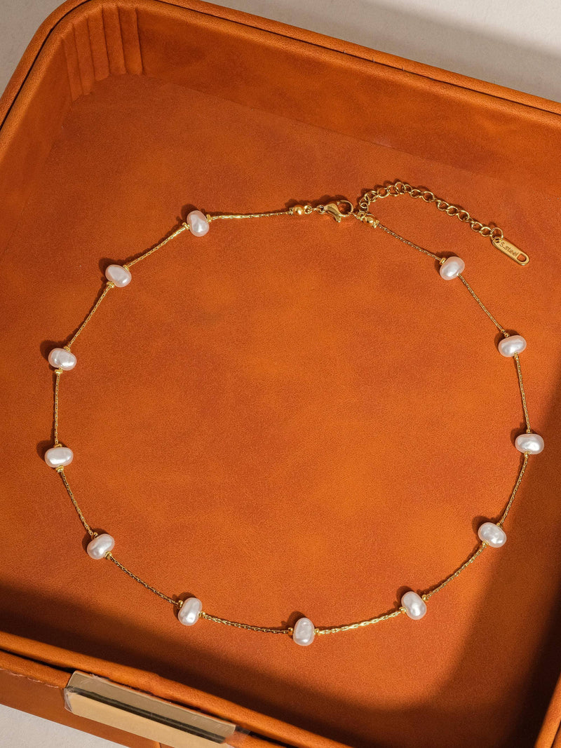 Ida 18K Non-Tarnish Petite Pearl Necklace: Yellow Gold