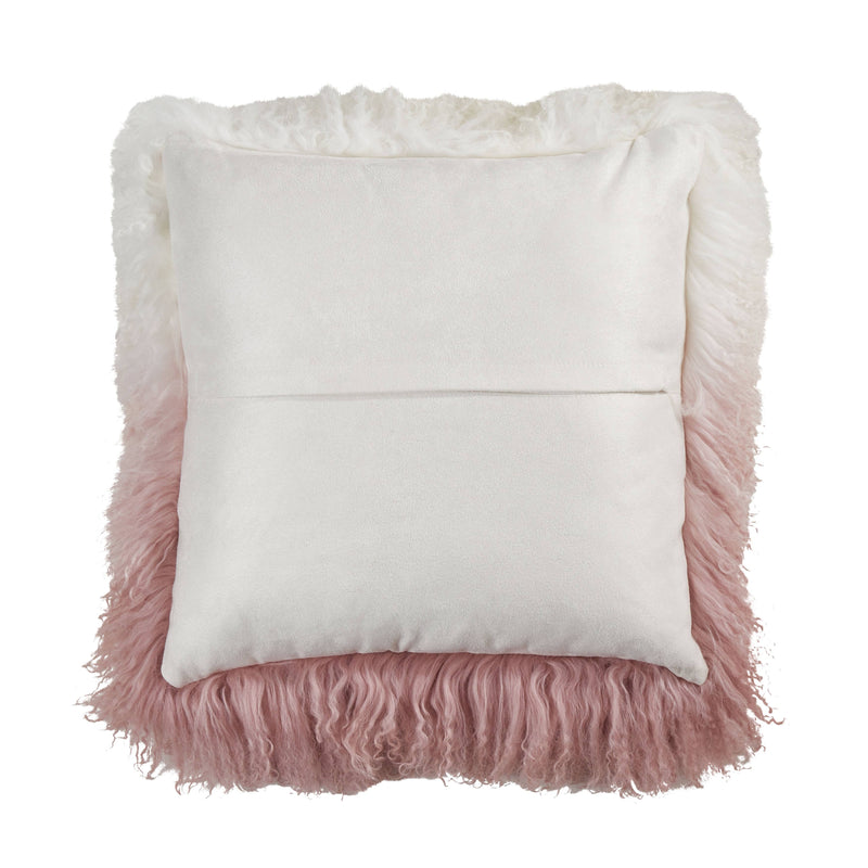 Ombre Lamb Fur Pillow: Natural / Polyester Insert / 20"