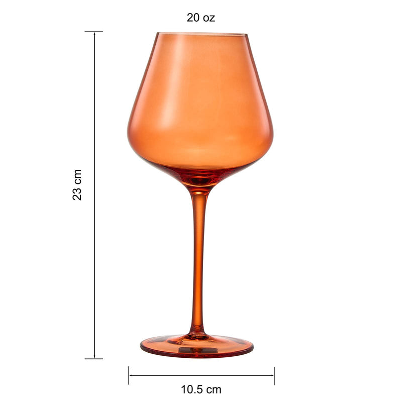 Colored Crystal Wine Glass Set of 5, Large 20 OZ Glasses