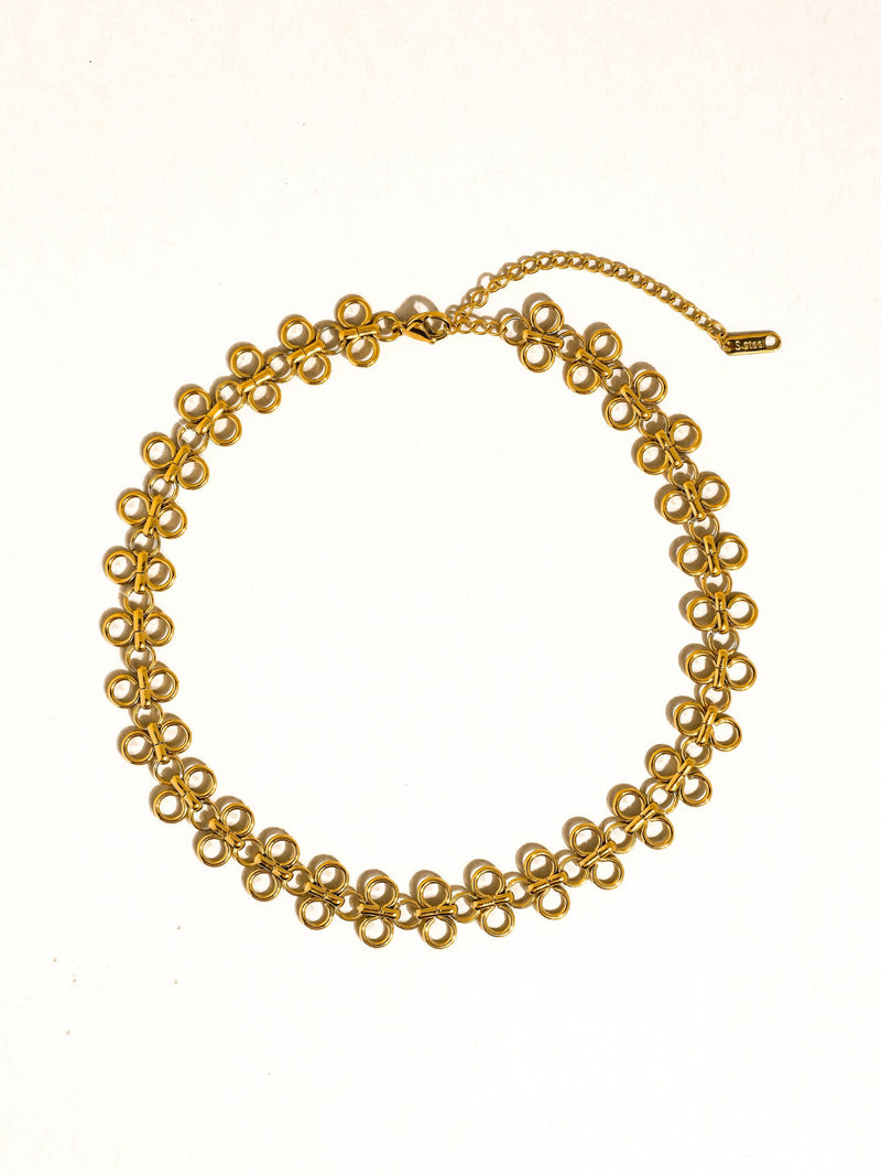 Ritza 18K Gold Non-Tarnish Patterned Choker: Yellow Gold