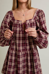 FLANNEL MINI DRESS L