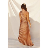 Olympia Asymmetrical Pleated Maxi Dress: BLUE SAPPHIRE