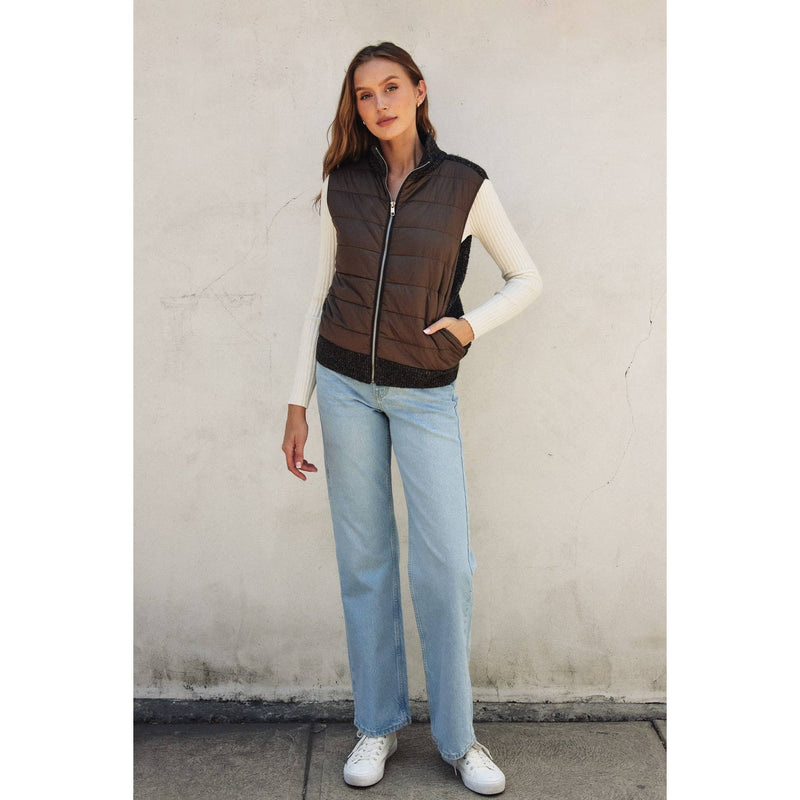 Sherpa and Puff Contrast Vest (1): CREAM OAT