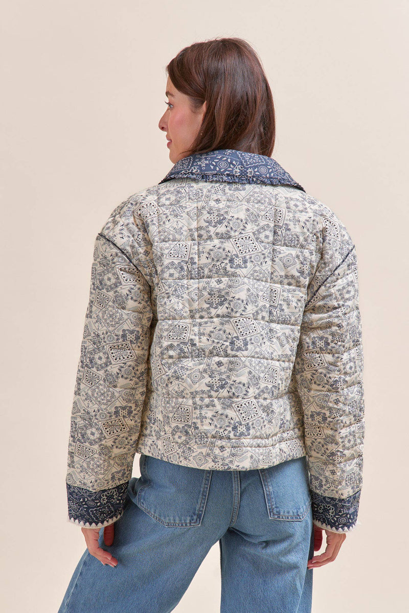 BANDANA PRINT JACKET: Navy / M