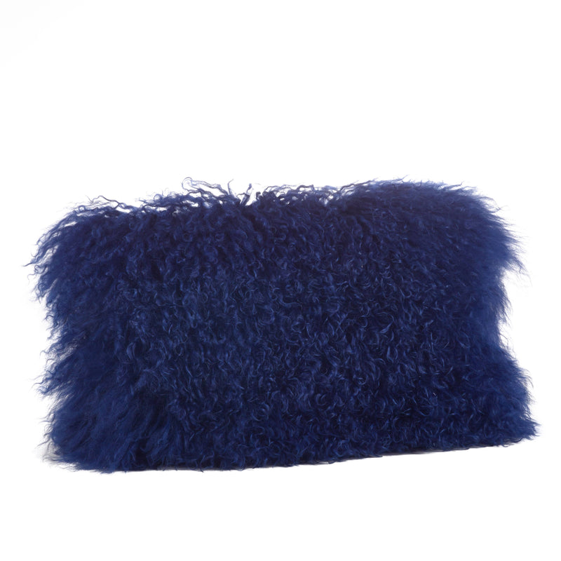 Mongolian Lamb Fur Pillow - Poly Filled: Oyster / Polyester Insert / 20"
