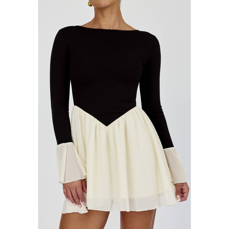 BOAT NECK MINI DRESS