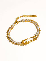 Acier 18K Gold Non-Tarnish Glam Rhinestone Clip Bracelet: Yellow Gold