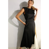 TOP AND COLOR BLOCK SKIRT: WINE / M