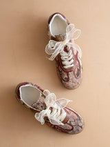 The Dalia | Mauve Tapestry Lace Up Sneaker: MAUVE TAPESTRY / 10