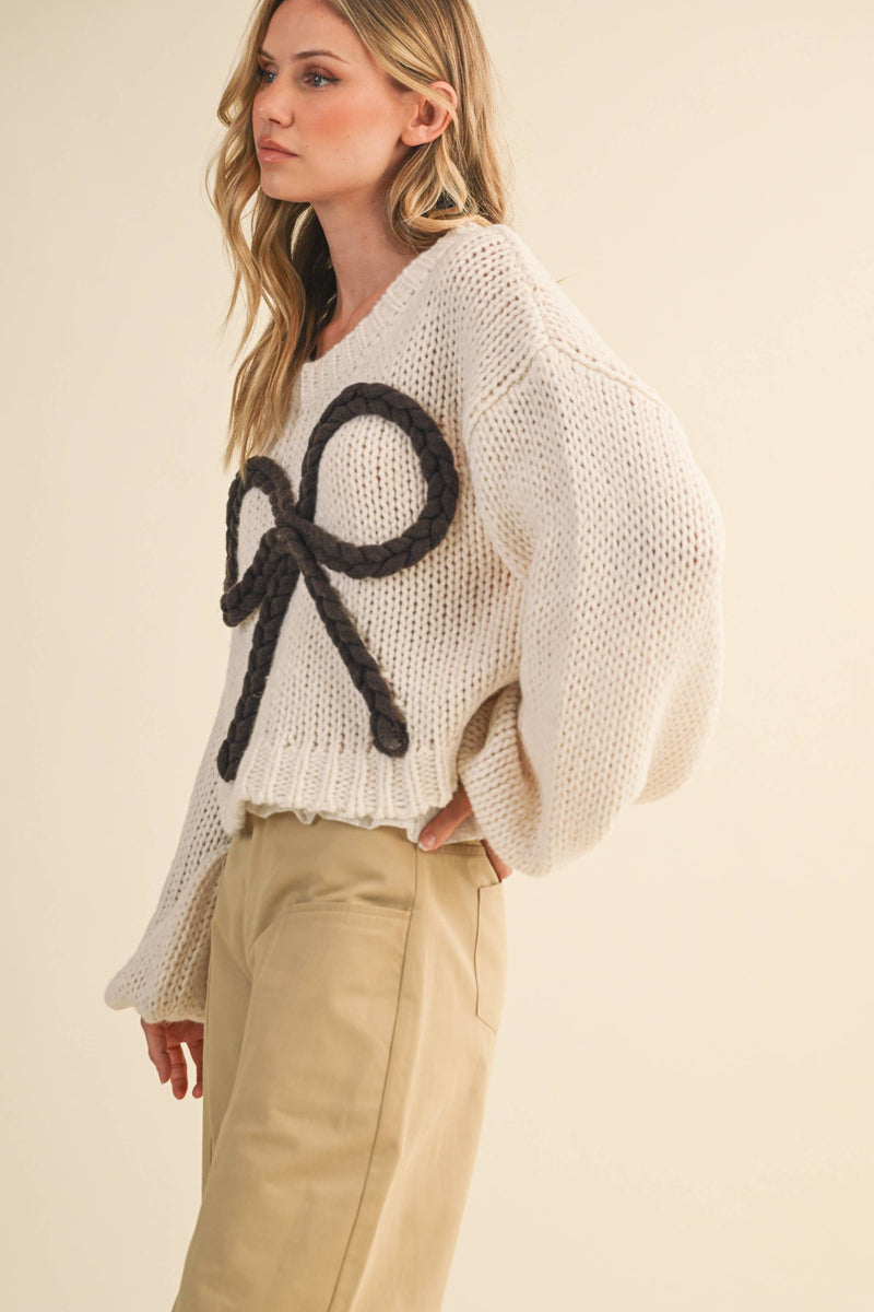 CHUNKY SWEATER TOP: MOCHA / M