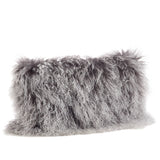 Mongolian Lamb Fur Pillow - Poly Filled: Ivory / Polyester Insert / 12"x20"