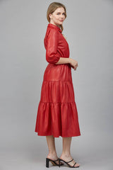 TIERED MIDI DRESS: ECRU / L