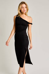 TWISTED SHOULDER DRESS: S