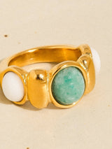 Laurent 18K Gold Non-Tarnish Natural Stone Ring: Blue / 8