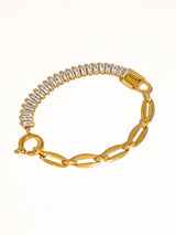 Benson 18K Gold Non-Tarnish Rhinestone Chain Bracelet: Yellow Gold