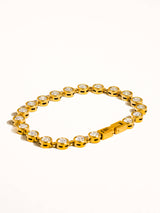 Amity 18K Gold Non-Tarnish Round Rhinestone Bracelet: Yellow Gold