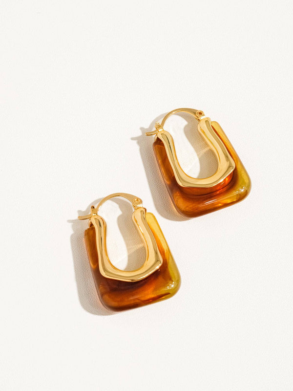 Talia 18K Gold U-Shaped Boho Hoop Earring: White