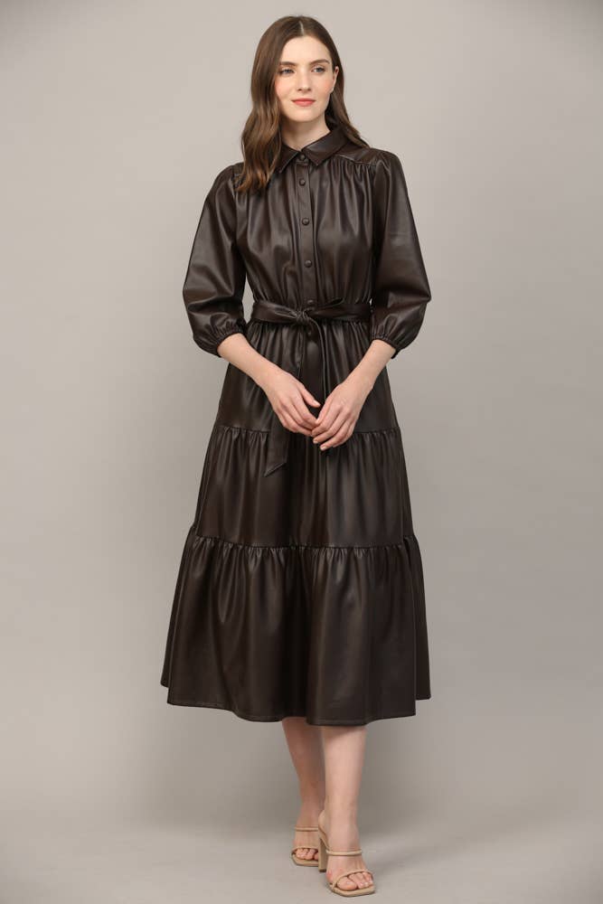 TIERED MIDI DRESS: ECRU / L